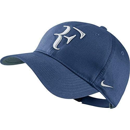 Unisex Cotton Embroidered RF Cap with Back Adjustable Strip (Blue/White, Free Size)