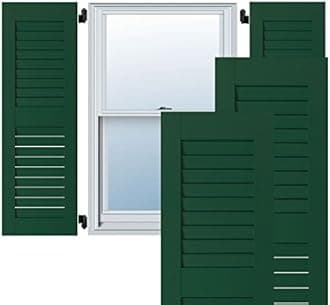 Ekena Millwork RWL12X040CGM Exterior Real Wood Sapele Mahogany Louvered Shutters (Per Pair), 12" x 40", Chrome Green