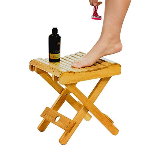 URFORESTIC Shower Shaving Step Stool | Bamboo Folding Stool for Shaving | Shower Foot Rest 12" | Fully Assembled