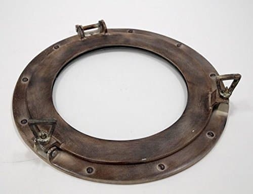Rustic Ship's Porthole Window 15" Maritime Decoration Al 486111F