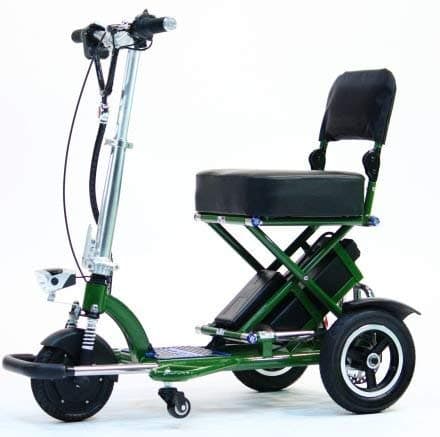 TRIAXE Sport Foldable Electric Mobility Scooter + Cane & Cup Holder (Green)