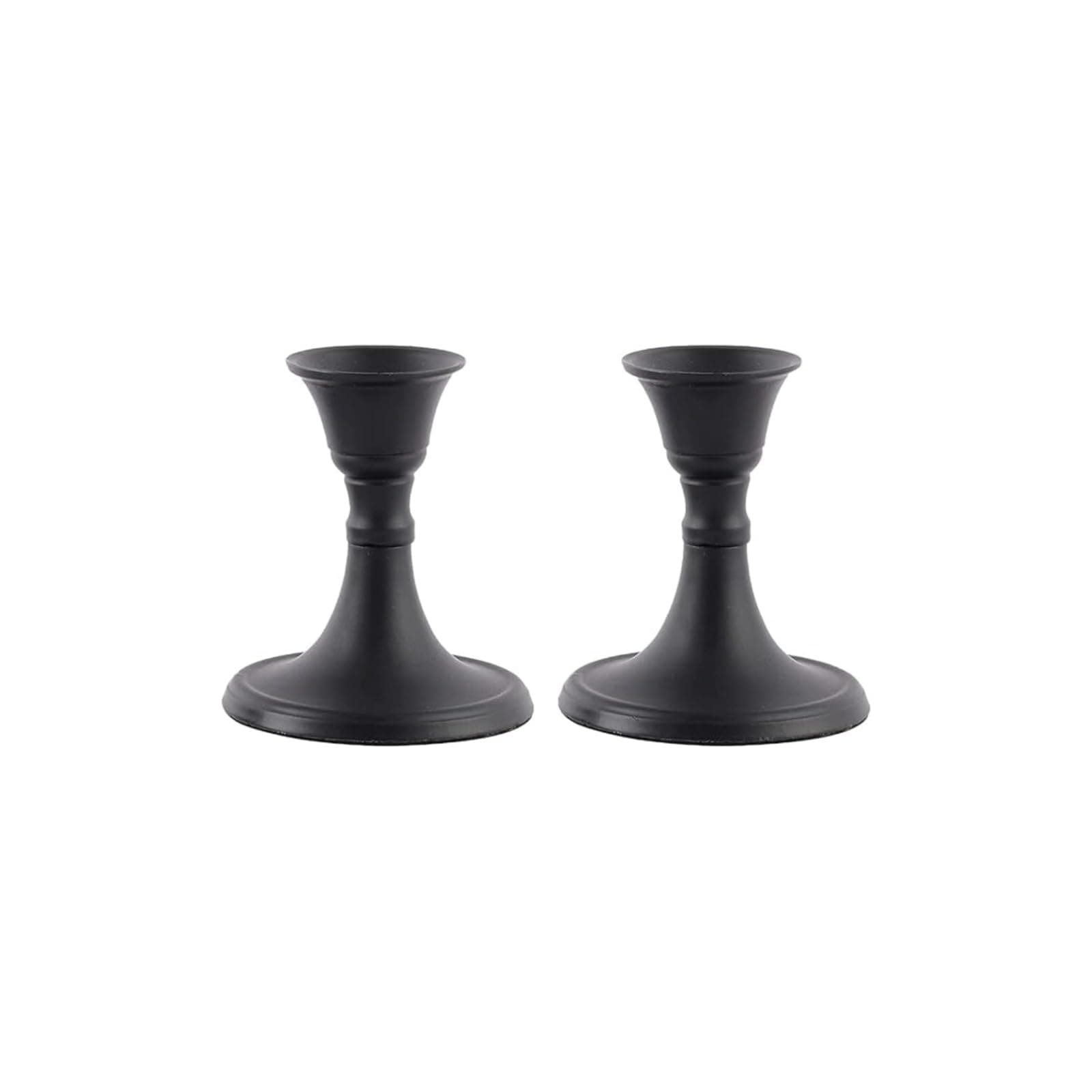 Rely+ Candlestick Holders Set of 2 Mini Stand Dinning Coffee Table Centerpiece Candle Holders Taper Candlesticks Holders Christmas Decor Home Candle Holder for Christmas Mantel Wedding Party (Black)