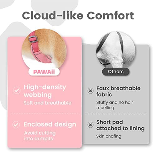 Pawaii No Pull Dog Harness with Pet ID Tag,Reflective Strips No Choke Front O Ring Breathable Mesh Adjustable Soft Padded Pet Vest with Easy Control Handle for Medium Dogs