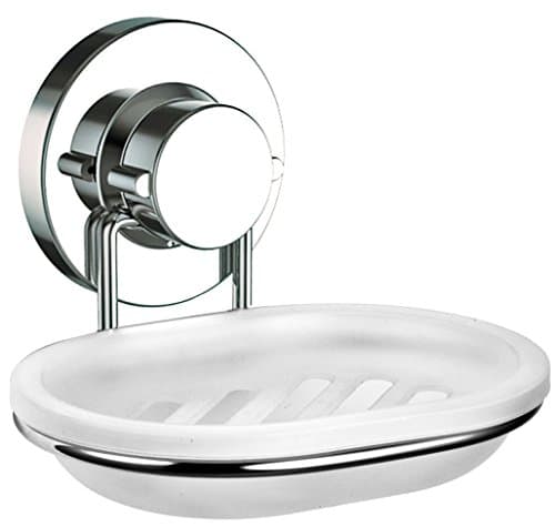 MySweetHome Stainless Steel Rust Proof Soap Dish Holder with Suction Cup, Chrome