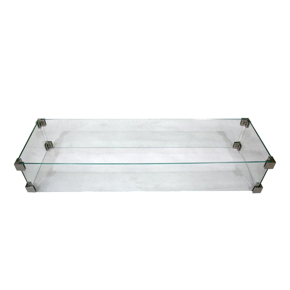 Elementi Outdoor Granville Fire Pit Table Tempered Glass Rectangle 43 x 13 x 7 inches Heavy Duty Firepit Accessory Wind Screen, Clear