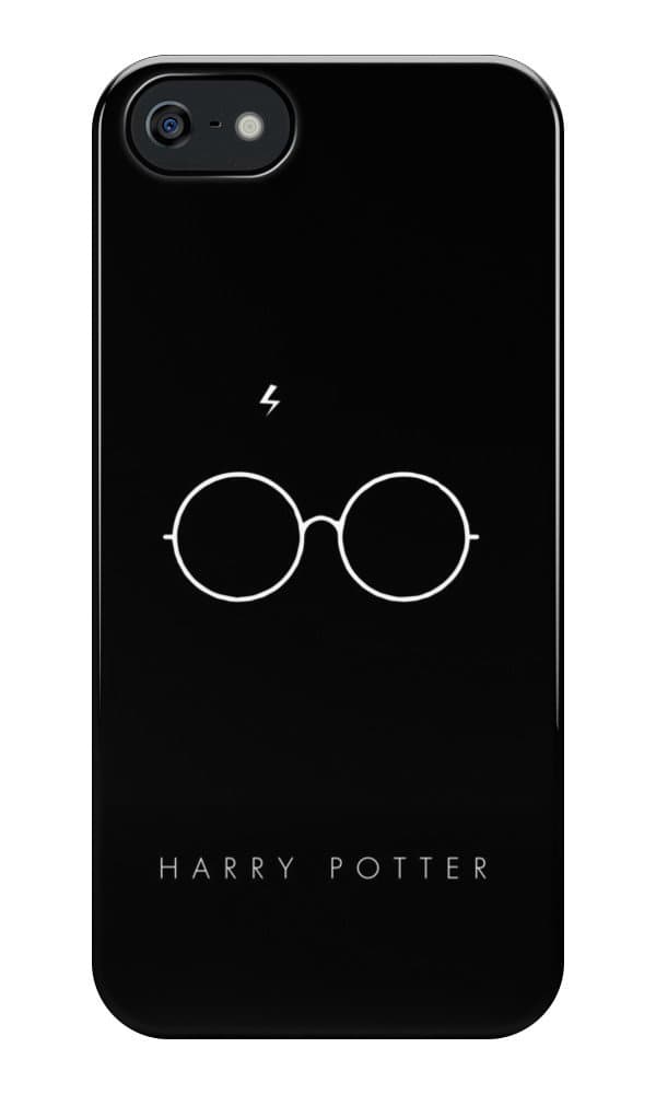 Harry Potter Cell Phone Case - iPhone 5/5s/SE - Potter Lightning Bolt & Glass - Black Hard Plastic, Clip-On Case - Fun Cases Compatible