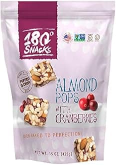 180° Snacks Almond Rice Pops with Cranberries - Tasty, Bite-Size Healthy with 9 Ingredients - Non GMO, Dairy-free, Gluten-Free - EBT Eligible for Kids and Adults - 15 oz