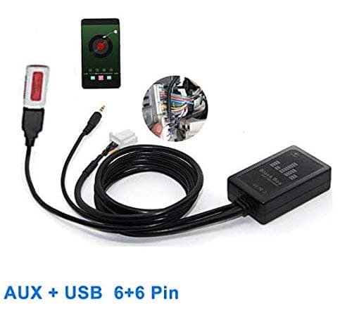 Auxiliary Input Adapter,Car Audio Interface Digital Music Changer,USB/AUX Mp3 Adapter Audio Car Music CD Changer 3.5mm for Toyota (6+6) Pin