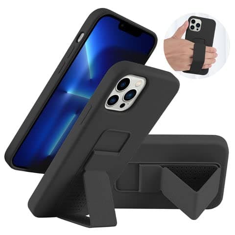 TIJAS Apple iPhone 13 Pro Phone Case Kickstand with Foldable Stand for Magnetic Car Mount Cover for Apple iPhone 13 Pro (Black)