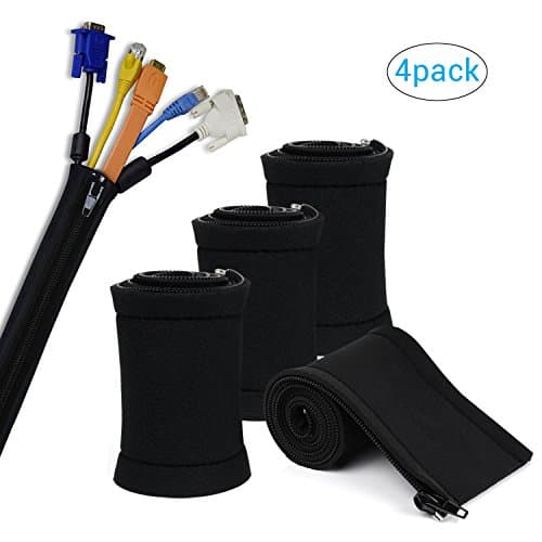 Cable Organizer, MoMoCity Pack of 4 Adjustable DIY Cord Oganizer Management Sleeve Set Wrap Cover System with Zipper for TV Computer Home Office 20 inch