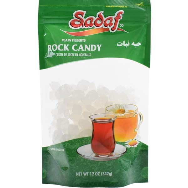 Sadaf Rock Candy Plain Filberts - Rock Candy for Tea and Beverages - Food Flavoring Rocks - Classic Sweet Delight - 12 oz Resealable Bag