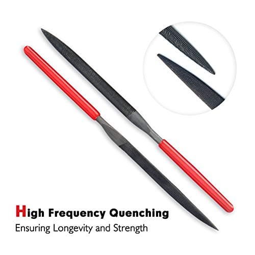10Pcs Needle File Set Hardened Alloy Strength Steel Files- Includes Round, Tapered Round, Half Round, Barrette, Crossing, Knife, Equaling, Warding, Square, and Three Square