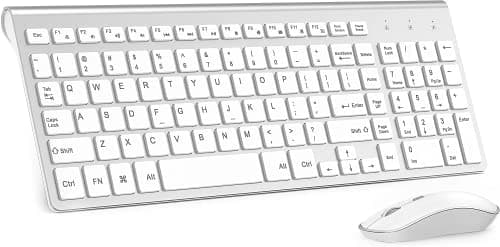 Wireless Keyboard Mouse, J JOYACCES 2.4G Compact and Ultra Slim Wireless Keyboard and Mouse for Windows, Computer, Desktop, PC, Laptop-Sliver…