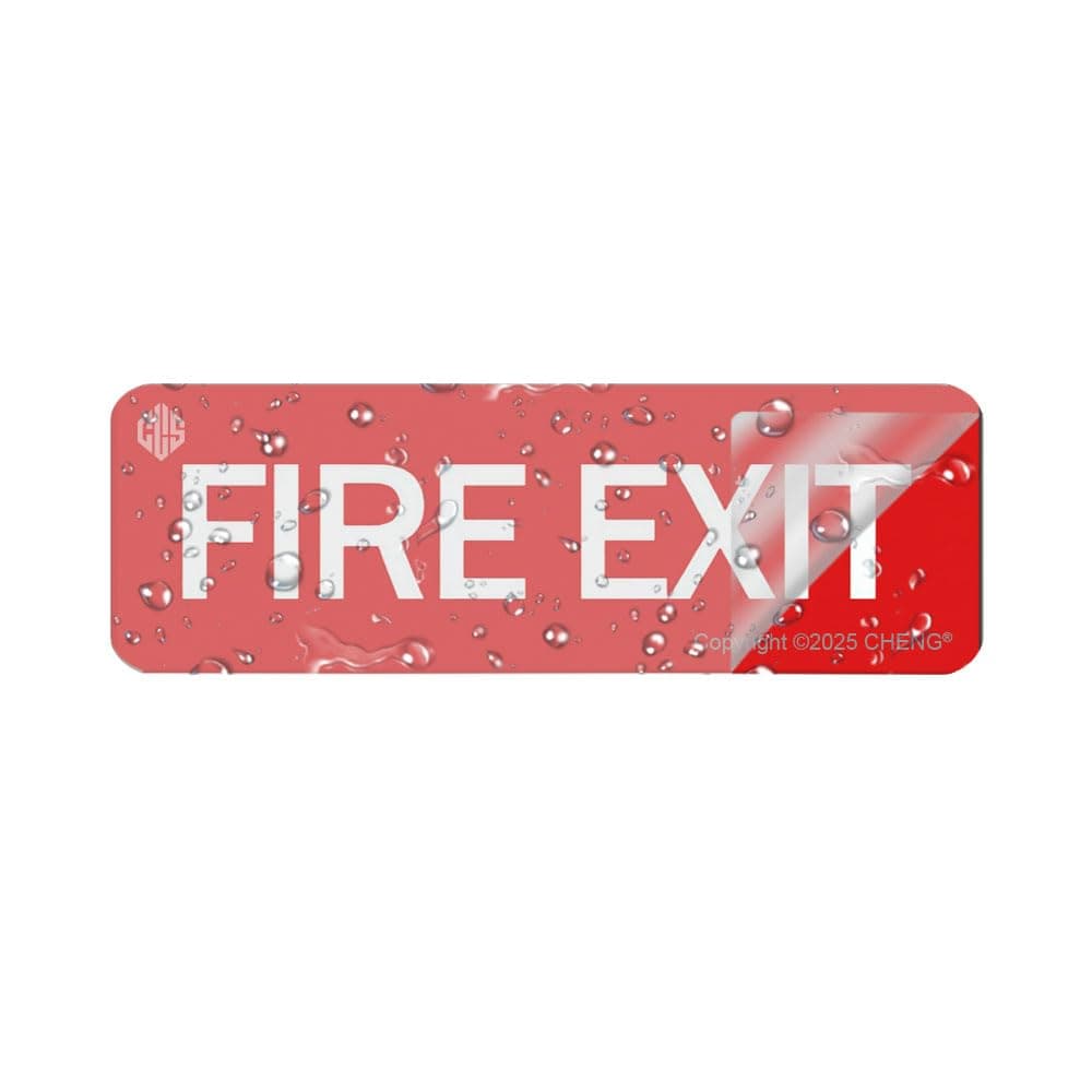 Fire Exit Sign with Adhesive Acrylic Plastic Safety Signage 9x3 Inch Red White Self Adhesive Mounting for Emergency Door Wall Office Building Warehouse