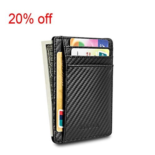 JUNDUN Front Pocket Slim Minimalist Leather Wallet RFID Blocking Wallet for men