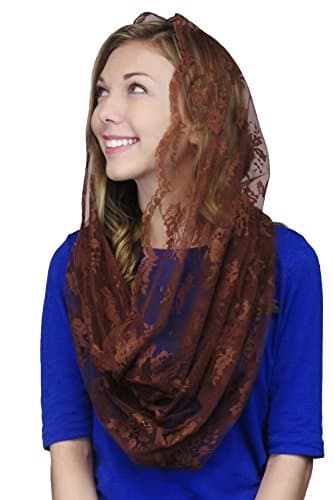 Infinity Scarf Mantilla - Catholic Chapel Veil (Chocolate)