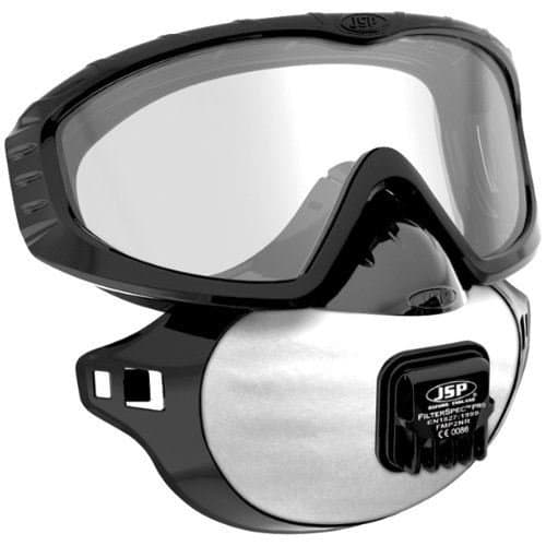 Filterspec Pro Anti Dust system, Goggles, Mask,  3 x P2 94% Efficiency Valve Filters. Eye and Respiratory Protection. (Includes pair of disposeable ear plugs)