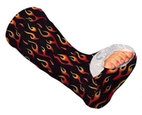 Leg Cast Cover - Black Flames (Youth L)