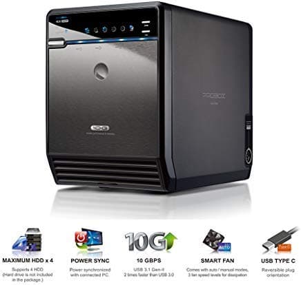 Mediasonic USB 3.1 4 Bay 3.5” SATA Hard Drive Enclosure – USB 3.1 Gen 2 10Gbps Type C / USB-C (HF2-SU31C)