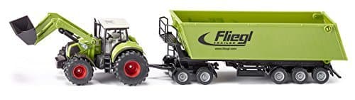 Sieper GmbH Claas Axion 850 Tractor with Frontloader, Dolly and Fliegl Tipping Trailer
