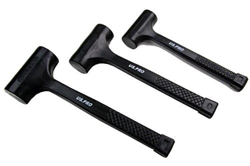 US PRO 3pc Rubberised Dead Blow Hammer Mallet Set 1lb 2lb 3lb Shot filled reduce bounce B1664