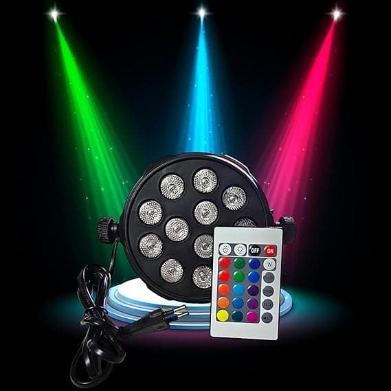 DARK GLOW RGB Stage Par Light -DJ Light with Remote Control | UV 6in1 Color Uplighting Led Lights | Color Changing Party Disco Lights for Home & Party Decor (12 Led Blub)