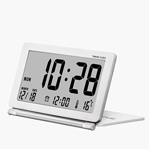 [Upgrade Version] ZHPUAT Digital Alarm Clock Auto Brightness, Both USB Battery Operated, 6 Grades Adjustable Light, 4 Time Zones Auto DST Bedrooms (Grey)
