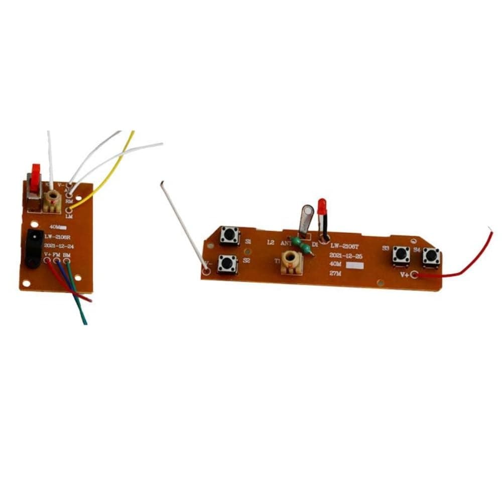 2Pcs 4-Channel RC Transmitter and Receiver - 27MHz Remote Control Board, Robot Models, Drones and DIY Smart Vehicles