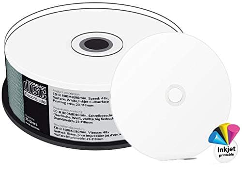 MediaRange Full Face White Printable 800MB 90Mins CD-R 25Pack (H)