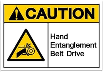 CAUTION HAND ENTANGLEMENT BELT DRIVE SIGN | Foam Board Fixed on Waterproof Sticker with double sided Tape