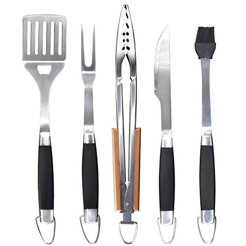 leepiya Barbecue Tools Set, BBQ Tools Heavy Duty Seamless Antibacterial Stainless Steel Grill Accessories Utensil Set, Ergonomic Designed Non-Slip for Men/Women with Gift Box and Lanyard Bunch Pocket