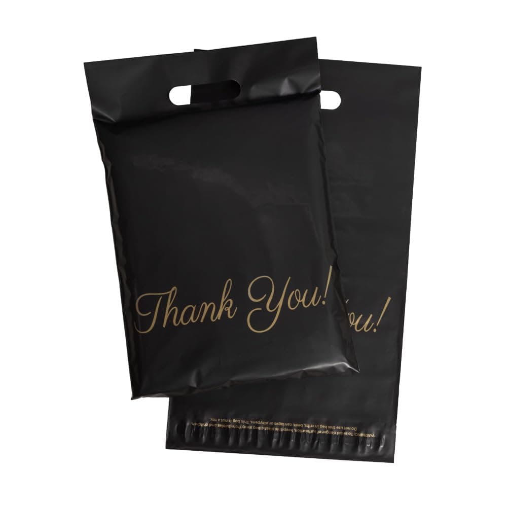 Black Poly Mailers with Handle 10x13, 100 Pack Thank You Bags, Packaging Bags, Small Business Supplies Mailers, Shipping Supplies, Shipping Bags, Mailing Envelopes, Donyson