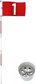 THIODOON Golf Flagstick 6ft Golf Flag and Cup for Yard Pro Detachable Golf Hole Cup and Flag for Driving Range Backyard Upgrade Anti-Rust Glass Fiber 5-Section Design with Connectors