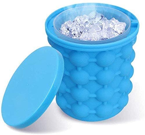 HD Ice Cube Maker Mould Tray, Large Silicone Ice Bucket, (2 in 1) Ice Cube Maker, Round,Portable Ice Bucker,for Frozen Whiskey, Cocktail, Beverages | Light Blue | Minimum Order Quantity 2 |
