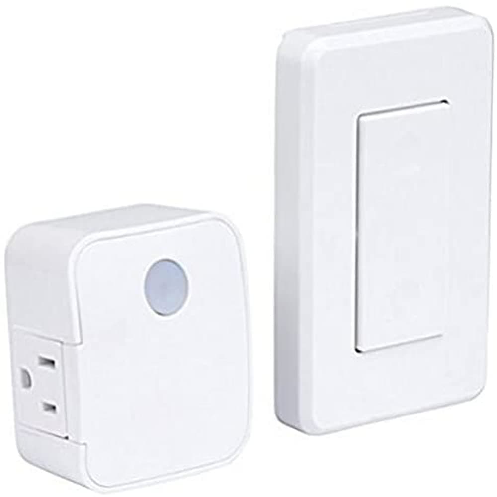 Westek Indoor Wireless Light Switch and Receiver Kit – No Wiring Required, Up To 100ft Distance – The Easy Way to Add a Switched Outlet, Ideal for Lamps,White,RFK1600LC