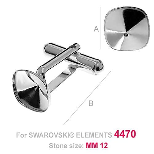 925 Sterling Silver finding Cufflinks setting for Swarovski Cushion Cut - OKSV 4470 12 MM CUFFLINKS ver.3 A/B 10 pcs