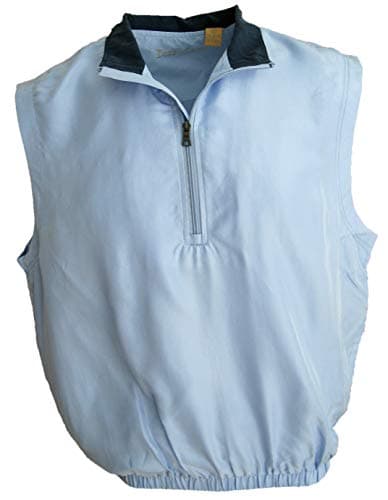 Men's Silk Lightweight Sleeveless Half-Zip Golf Pullover Water Repellent (Large, Soft Blue)