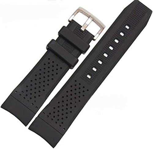 24mm Black Rubber Curved End Dive Watch Band Strap