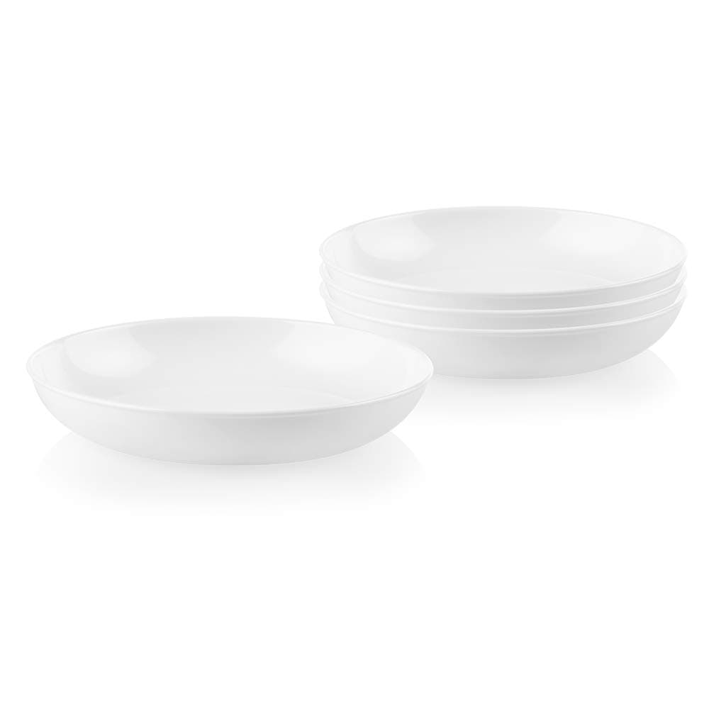 White Versa Bowls for Pasta, 4 Pack, 30oz Made in The USA | Easy to Clean Bowls are Lightweight | Resistant to Chips & Cracks| Dishwasher and Microwave Safe