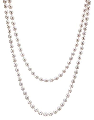 Savannah Pearls AAA Intense Luster 6.5-7.0mm White Oval Freshwater Cultured Pearl Rope (65 Inches)