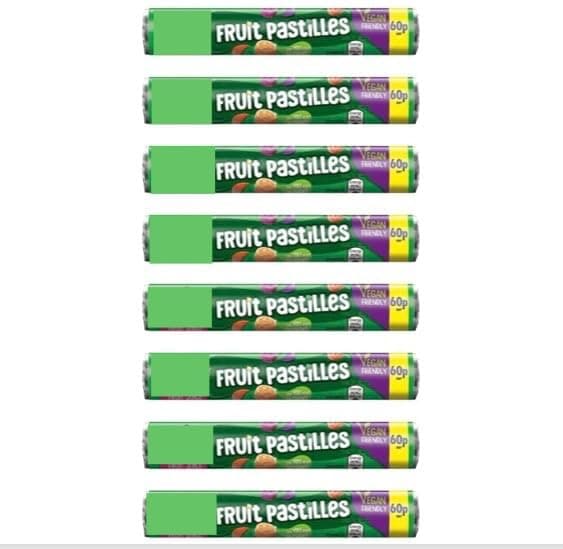 Fruit Pastilles Sweets Roll - Pack of 8 x 48g Multipack Tubes Rolls Vegan Friendly