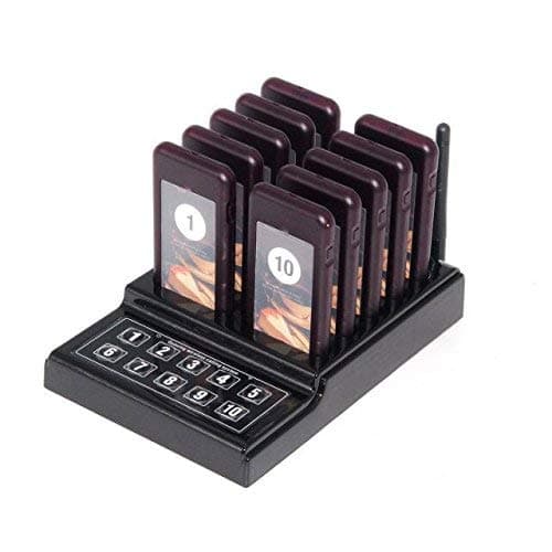 Baile Wireless Calling System Restaurant Pager/Guest Waiting Pager 10pcs Coaster Pagers 1pc Call Button Keypad Transmitter