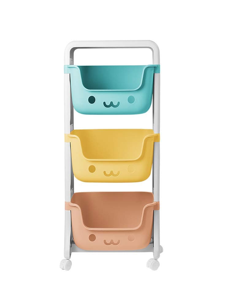 KH Kids' Toy Storage Organizer Stackable Storage Bins for Food, Snacks, Bottles, Toys, Toiletries, Plastic Storage Baskets With wheels Set of 3