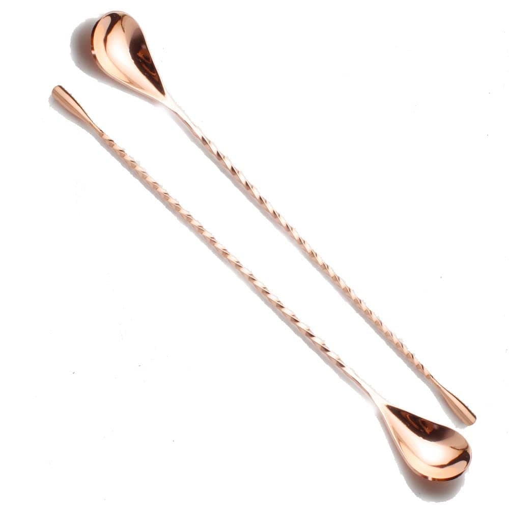 2-Pack Mixing Bar Spoon 12 Inches 18/10 Stainless Steel Spiral Pattern Morphine Bartender Whiskey Cocktail Shaker Spoon
