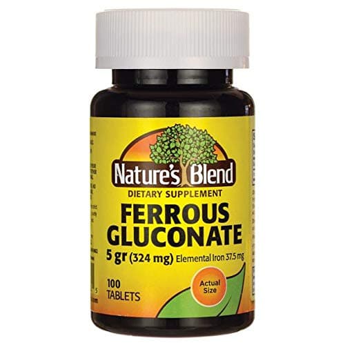 Nature's Blend Ferrous Gluconate 5 gr (324 mg), 100 count - Pack of 4