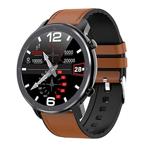 READY MART-Smart Watches - Torntisc full touch 1.3 inch ECG smart watch men IP68 waterproof blood pressure oxygen 300mah battery smartwatch for Android Ios (black leather)