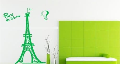 Green Paris Eiffel Tower Wall Sticker Decal Home Decor for Entryway Bed Room-L