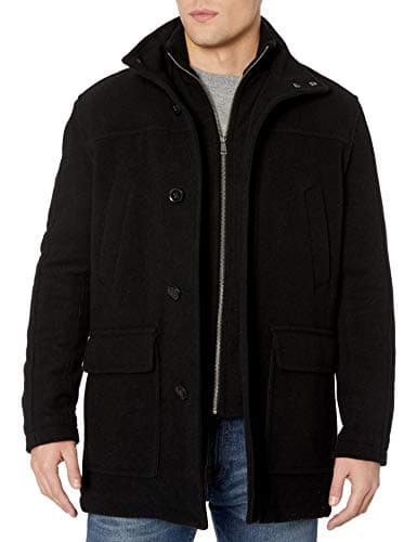 Men's Wool Plush Car Coat with Attached Bib