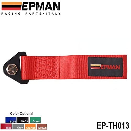 SkyRam(TM) EPMAN -RED HIGH STRENGTH RACING TOW STRAP SET FOR FRONT/REAR BUMPER HOOK TRUCK/SUV EP-TH013