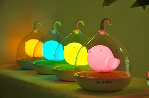 Nichome® 3D Cute Cartoon LED Rechargeable Table Light Vibration Touching Nightlight Lamp for Children's Gift(Pink Bird)